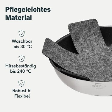 Сковорода вок індукційна 28 см - Сковорода вок з нержавіючої сталі для смаження у фритюрі та смаження - Для всіх типів плит - Жароміцна до 400C (захист для сковорідки, 35 см)