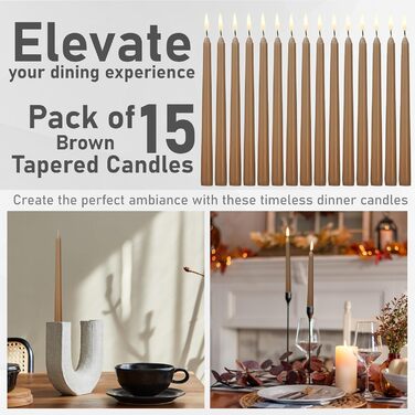Набір з 15 конічних свічок 2,2 x 25 см, коричневий DECO EXPRESS