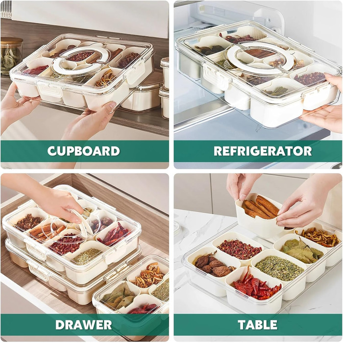 Сервірувальна тарілка для снеків з 8 відділеннями Kepuarm