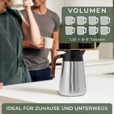 Термос-кавник 1,5 л, нержавіюча сталь WALDWERK