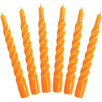 Свічки з крученим конусом, виготовлені в Італії, доступні 25 кольорів, лаковані настільні свічки, спіральні свічки з тривалим часом горіння 5 годин, декоративні свічки, 6 шт. , 2,2 x 21 см (помаранчеві)
