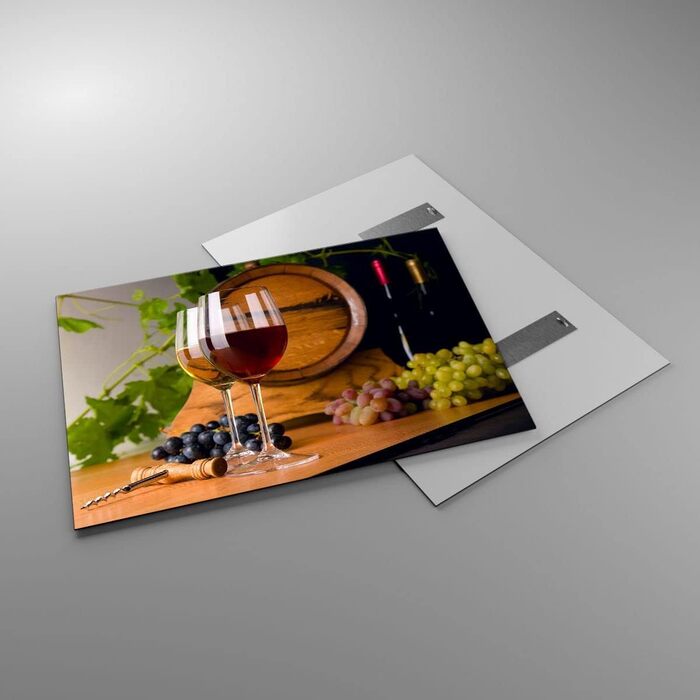 Настінні картини декор вітальні бочка з алкоголем пляшки з напоями картини на склі 120x80 см скляна картина спальня декор кухні настінне мистецтво друк мистецтва великий XXL настінна декорація картина зі скла сучасний GAA120x80-2238 (100Д x 70Ш см)