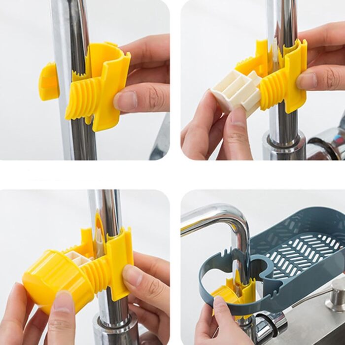 Стійка для зберігання крана для раковини, органайзер для кухонної раковини, кухонний кран, багатофункціональна стійка для крана для раковини, зберігання посуду, кухонне начиння, стійка для зливу для дому, ванної кімнати, щітки для мила (Balu)