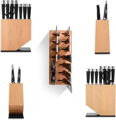 Набор ножей Linoroso из 12 предметов Набор многофункциональных кухонных ножей Ultra Sharp из высокоуглеродистой немецкой нержавеющей стали с изысканным блоком ножей из бука - Набор кухонных ножей серии MAKO из 12 предметов