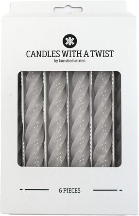 Свічки з крученим конусом, виготовлені в Італії, доступні 25 кольорів, лаковані настільні свічки, спіральні свічки з тривалим часом горіння 5 годин, декоративні свічки, 6 шт. , 2,2 x 21 см (світло-сірі)