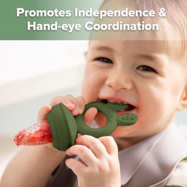 Годівниця для дитячого фруктового харчування Haakaa та міні-лоток для перекусів у морозильній камері, форми для морозива без бісфенолу А для безпечного самостійного годування немовлят, від 4 місяців (горохово-зелений) (оливково-зелений)