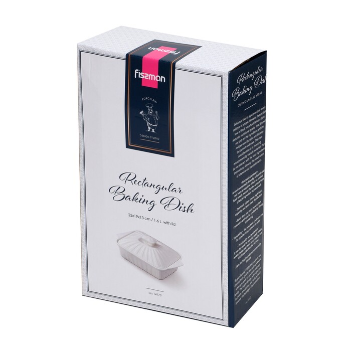 Прямоугольная форма для запекания Fissman 25х19х13 см/1,6 л с крышкой фарфоровая цена (14173)
