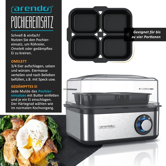Яйцеварка на 1-8 яєць, 500 Вт, Arendo