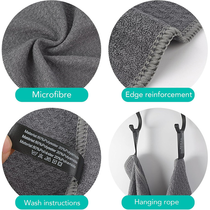 Кухонні рушники VIVOTE, рушники для гостей, подарункові, 40x60 см, 2 шт., м&39які кухонні рушники, абсорбуючі рушники (сірі 30 x 30)