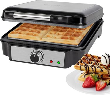 Вафельница ProfiCook для бельгийских вафель с Вафельница Бельгийские Антипригарная поверхность для выпечки Бесступенчатый выбор степени подрумянивания Нержавеющая сталь 1000 Ватт PC-WA 1240 (4 поверхности для выпечки)