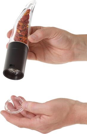 С начинкой из перца чили Резак чили с оригинальным режущим блоком Резак для специй в элегантной подарочной упаковке Матовая нержавеющая сталь (чили мельница черная)