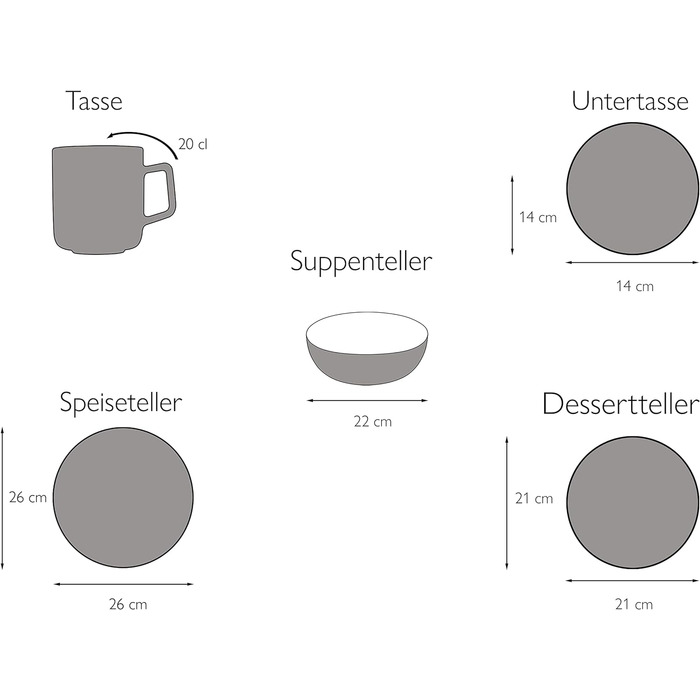 Набор посуды на 6 персон, 30 предметов, Crimson Creatable