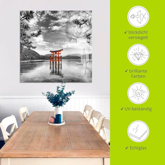 Настінний декор скляні картини настінна картина скляна картина цільна 40x40 см квадрат Тоскана Італія природа пейзаж сад троянди балкон вид літо T4QS (Vermillion Torii, 20 x 20 см)