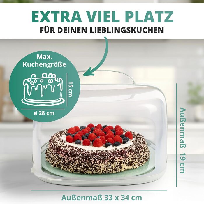 Контейнер для тортов переносной 33 x 34 x 19 см, зеленый Homelyn