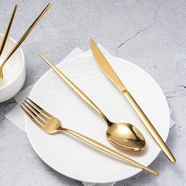 Набір столових приборів на 6 персон, набір 30 предметів, золотистий LAZAHOME