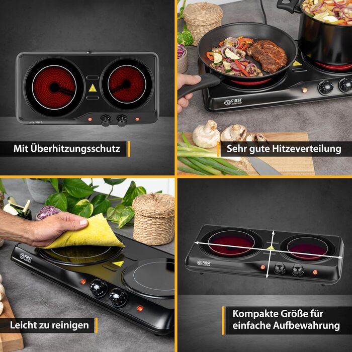 Інфрачервона варильна поверхня на 2 конфорки 2000 Вт TZS First Austria