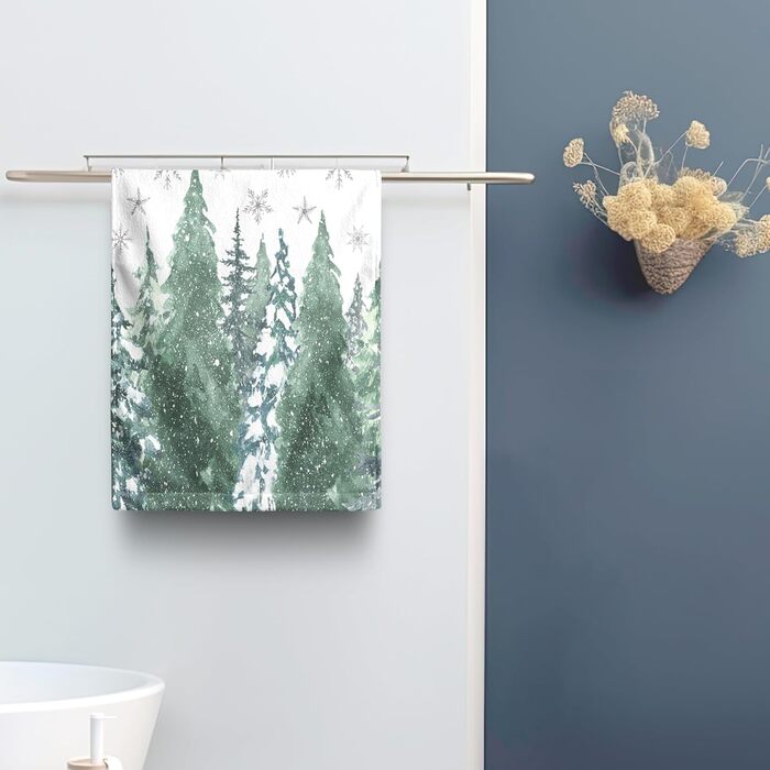 Різдвяні кухонні рушники Kwlegh, рушник для рук, різдвяна ялинка, цукерка-тростина, сніжинка, рушник для пальців, набір з 2 шт. , милий чоловічий банний рушник, високопоглинаючі рушники, 36 x (Різдвяний ліс)