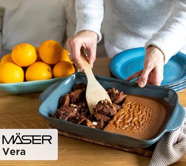 Серія Вера Каструлі з реактивною глазур'ю в наборі з 2 шт. , стійка до подряпин і порізів, прямокутна, керамічна (зелена), 931846