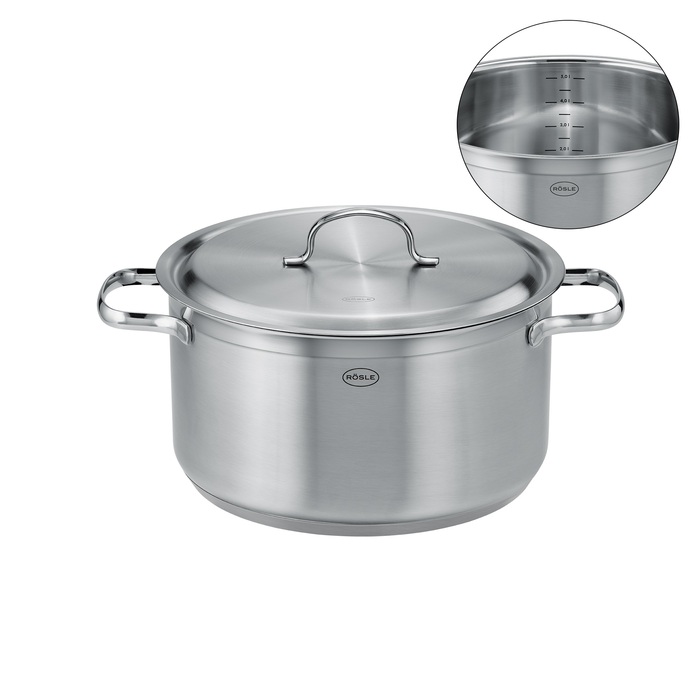 Набір з 3 каструль з кришками, нержавіюча сталь Pureelements Rosle
