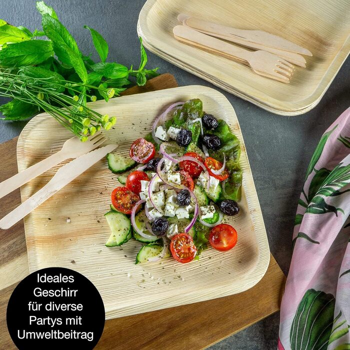 Набір тарілок з пальмового листя, квадратні, 75 предметів Moritz & Moritz