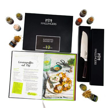 Класичний набір спецій Hallingers - Подарунковий набір спецій ручної роботи, 12 спецій з усього світу (Набір) - Літній подарунок та ідеальний подарунок для барбекю День народження, вітання, новоселення, річниця, вільний час Класичні спеції., 12 спецій (73