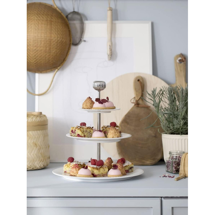 Підставка для торта триярусна 28 см, біла Hammershøi Kähler