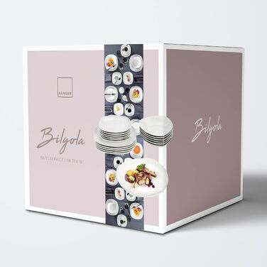 СПІВАЧКА Білий столовий сервіз Bilgola, порцеляновий набір посуду з 30 предметів на 6 персон, набір тарілок округлого дизайну, обідня тарілка (обідній сервіз 18 шт. )