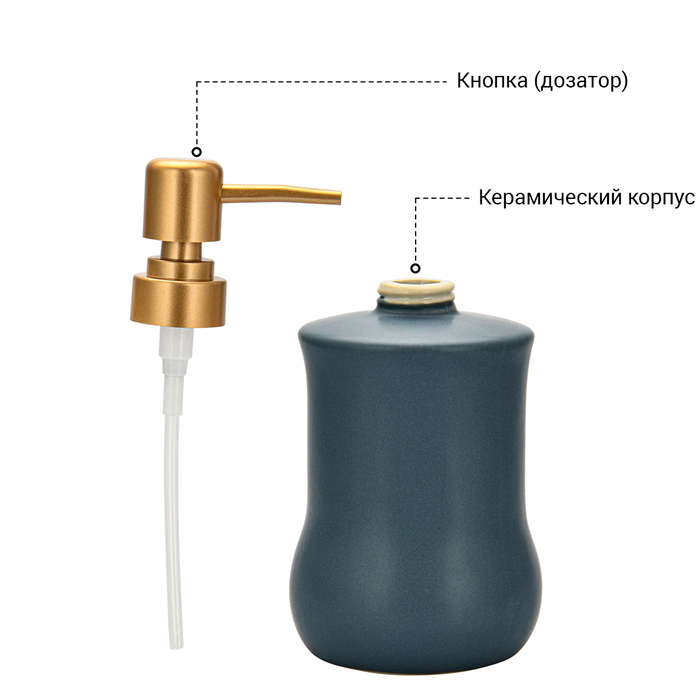 Дозатор рідкого мила Fissman 300 мл, стакан 400мл і мильниця в наборі (9510)