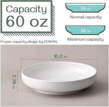 Миска сервірувальна порцелянова 1,89 л, набір 2 предмети, білий Dowan