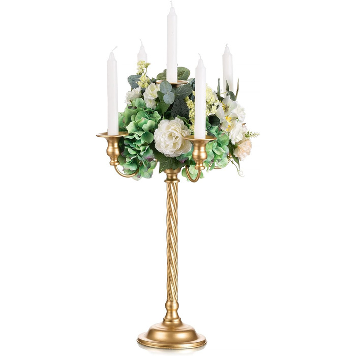 Золотий свічник-підсвічник для конічних свічок - вінтажний металевий свічник-підставка для свічок для весільного столу, прикраса вітальні, обіднього столу, журнального столика, бічного столика, різдвяного столика (1, золотий-53 см), 88