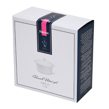 Кастрюля Fissman с крышкой 21,5х8 см/1,5 л фарфор (14165)