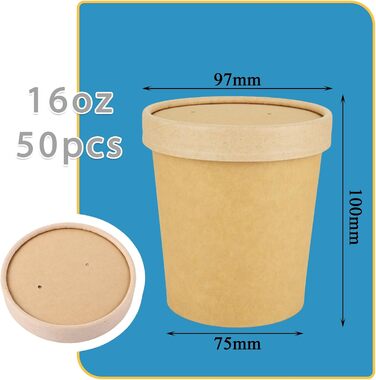 Набір паперові стаканчики для морозива 50 шт. 450 мл JMIATRY