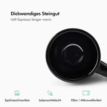 Чашки для эспрессо 75 мл с блюдцами, набор 4 предмета, черные KIVY