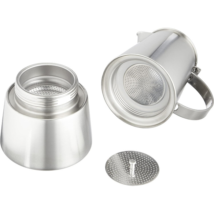 Кофеварка Cilio MODENA, Нержавеющая сталь , Подходит для всех типов плит , Ø 8.5 см , Можно мыть в посудомоечной машине , Кастрюля мокко , Кофеварка эспрессо , Кофеварка для кемпинга (6 чашек)