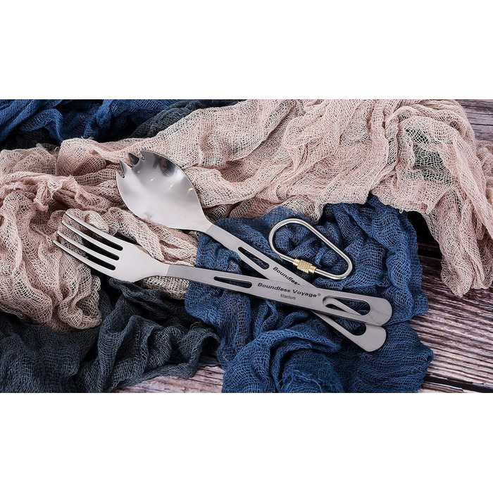 Безмежна подорож Титановий посуд Кемпінговий ніж і виделка Ложка Домашнє використання Набір столових приборів для подорожей для кемпінгу (Ti1530BQ)