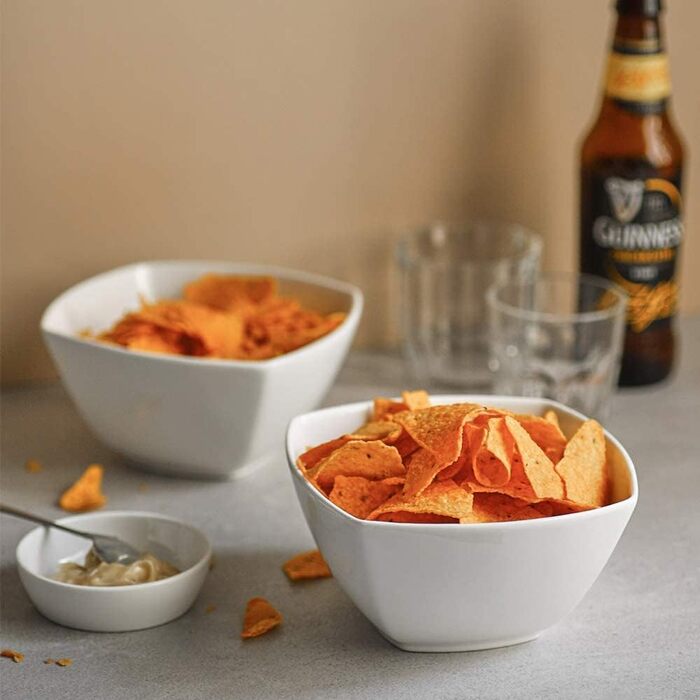 Мл Пластівці Набір з 6 шт. , білі квадратні миски для супу, порцелянові сервірувальні миски для закусок, салат, макарони, десерт, варення, можна мити в посудомийній машині та мікрохвильовій печі, 770