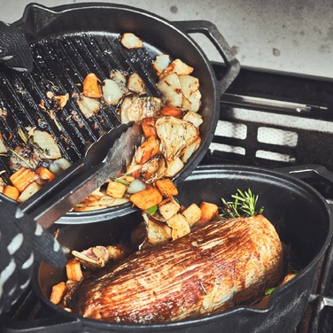 Жаровня чавунна з кришкою та кошиком для смаження Burnhard