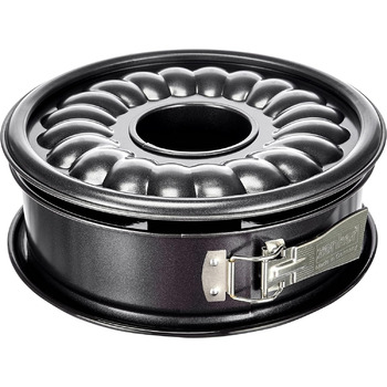 Пружинна форма Zenker 7004 Ø 26 см DELUXE, форма для випічки з плоским і трубчастим дном з емальованим покриттям з листової сталі, кругла форма для торта з дуже високим бортиком (колір чорний металік), кількість