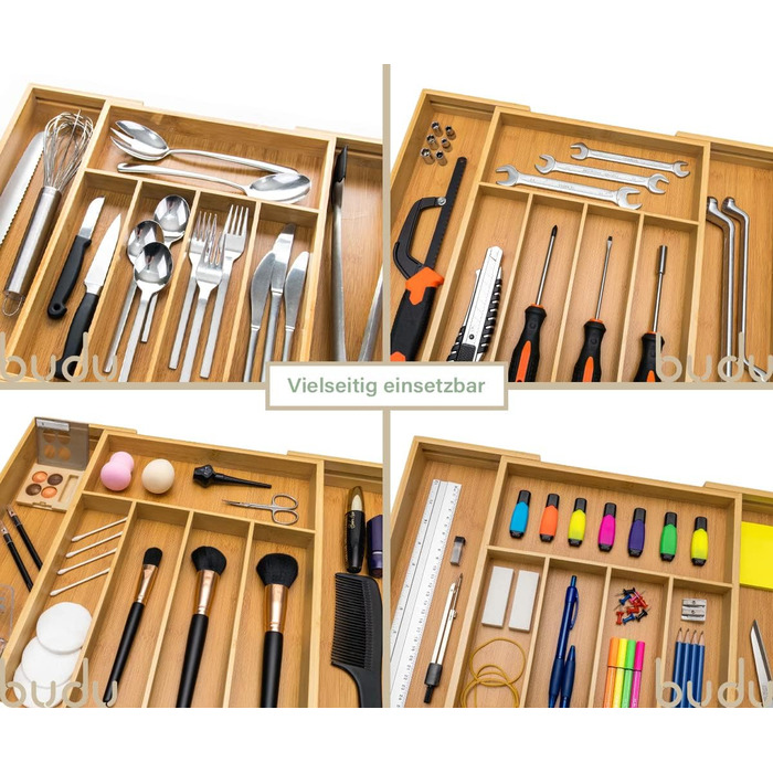 Лоток для столових приборів budu 47 (глибина 47 см) від - Організатор для кухонних шухляд - Висувний - Організатор для кухонних шухляд (43 см, бамбук)