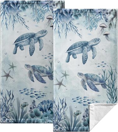 Різдвяні кухонні рушники Kwlegh, рушник для рук, різдвяна ялинка, цукерка-тростина, сніжинка, рушник для пальців, набір з 2 шт. , милий чоловічий банний рушник, високопоглинаючі рушники, 36 x (Морська черепаха)