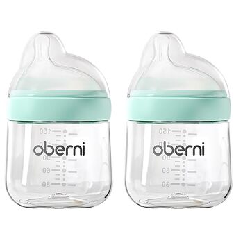 Дитячі пляшечки зі зміщеною соскою NaturalWave, розмір 1 для новонароджених дітей від 0 місяців, 150 мл, блакитні, 3 упаковки (сині/2 упаковки)