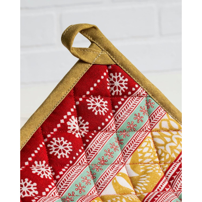 Рукавички для духовки Maison d&39 Hermine, підставки для каструль, 100 бавовна, термостійкі кухонні рукавички, рукавички для духовки (19 см x 33 см) та підставки для каструль (20 см x 20 см) для приготування їжі, Morzine - рукавички для духовки на День по