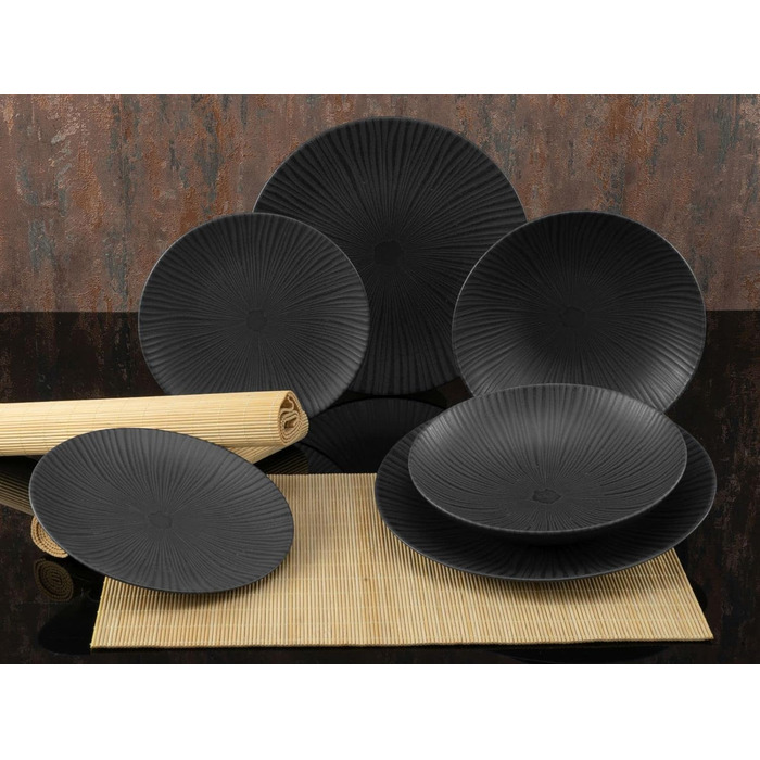 Набір тарілок на 4 персони, 12 предметів, Vesuvio Black Creatable