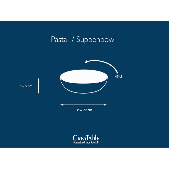 Тарілка для супа 22 см, набір 6 предметів, синій Nature Collection Creatable