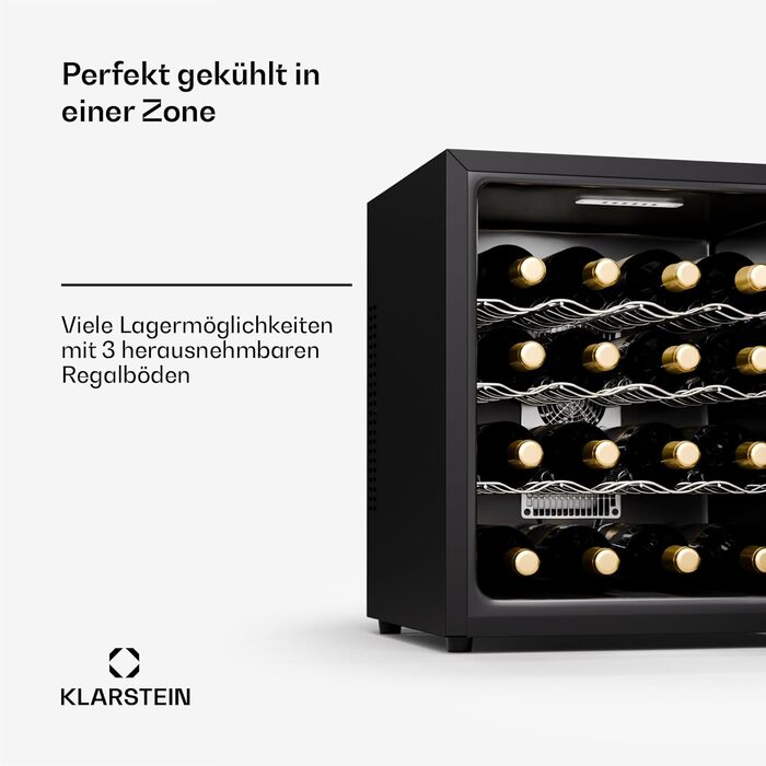 Винний холодильник зі скляними дверцятами до 16 пляшок Klarstein