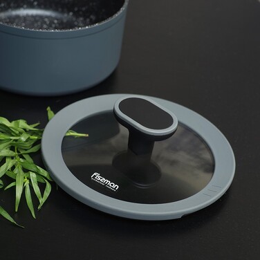 Ківш Fissman LAURA 16x7,9 см / 1,4 л зі скляною кришкою алюміній з антипригарним покриттям (14475)