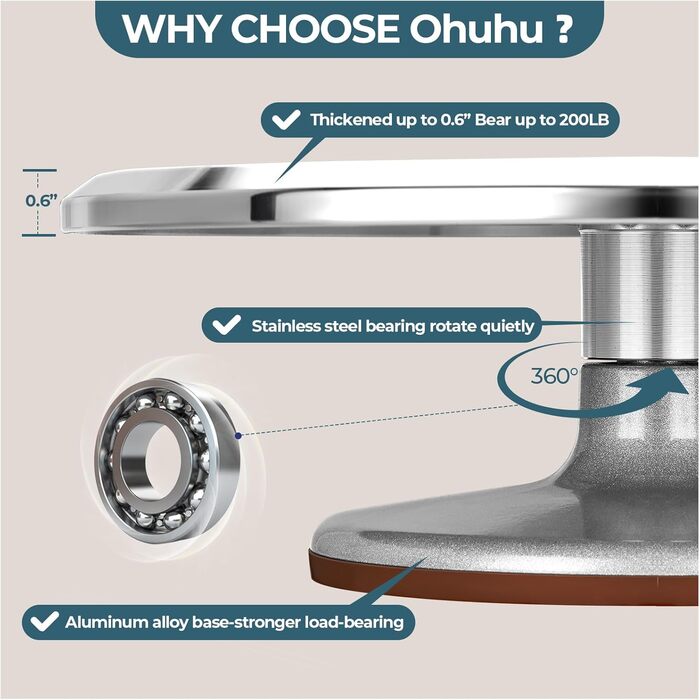 Обертова підставка для торта 30 см Ohuhu