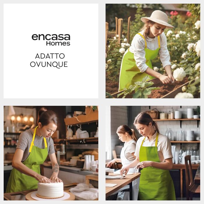 Регулируемый кухонный передник с карманами 68 x 85 см лаймово-зеленый Encasa XO