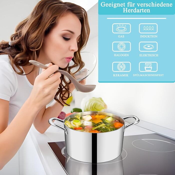 Каструля 3,3 л з нержавіючої сталі зі скляною кришкою 20 см HaWare