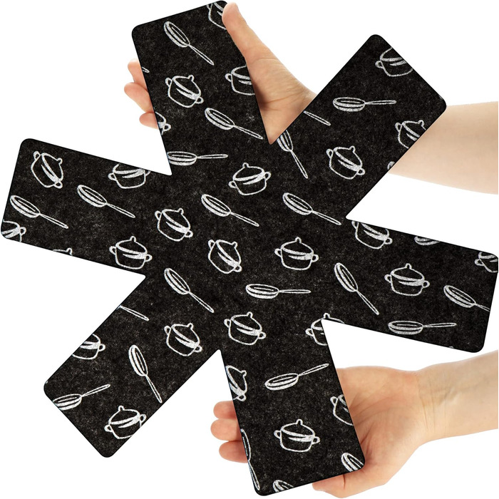 Набір з 9 фетрових підставок під гаряче 38 см, сірий/червоний/чорний Com-Four